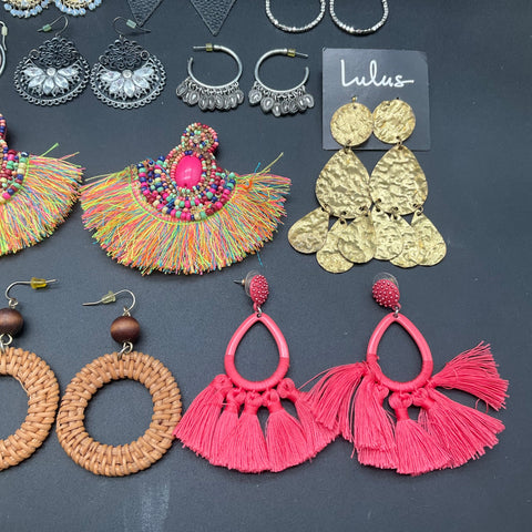 Boho Tassel Rattan Earrings Jewelry Lot of 20 Pairs Lulus Geometric Filigree