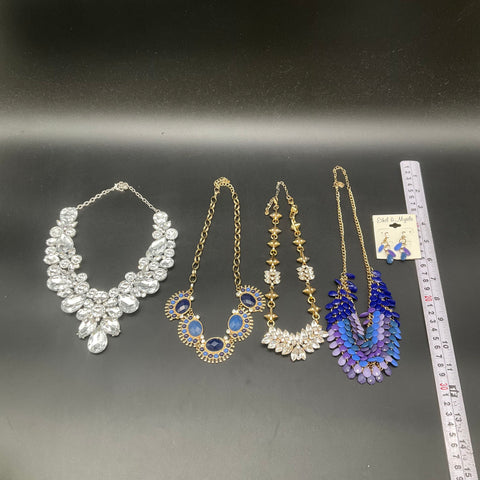Statement Fashion Jewelry Lot of 5 Ethel & Myrtle Necklaces Earrings Blue Clear