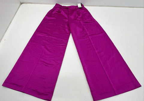 Lauren Ralph Lauren Women's Fuchsia Satin Wide Leg Pleated Pants Sz 8 NWT