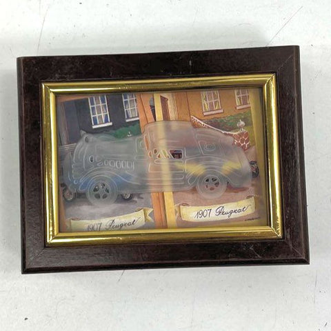Vintage 80s Peugeot 1907 Car Playing Cards Wooden Display Box Automobilia