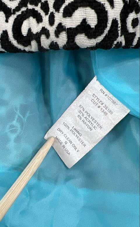 Vintage Y2K Three Sisters Women's Black Damask Chenille Belted Trench Coat M