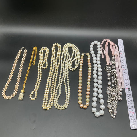 Faux Pearl and Beaded Costume Jewelry Lot of 8 Necklaces Vintage Style