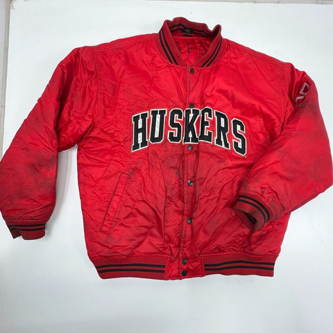 Vintage 90s Starter Men's Red Nebraska Huskers Puffer Bomber Jacket XL