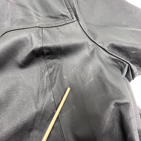 Maggie Barnes Women's Black Genuine Leather Button Front Car Coat Jacket Plus 4X