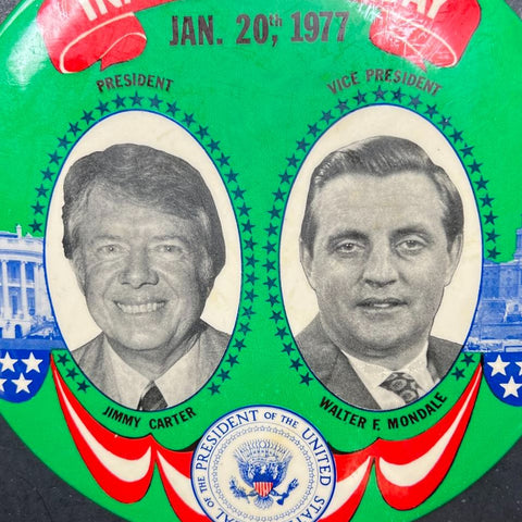 Inauguration Day Jan 20 1977 Jimmy Carter Walter Mondale Large Pin Button