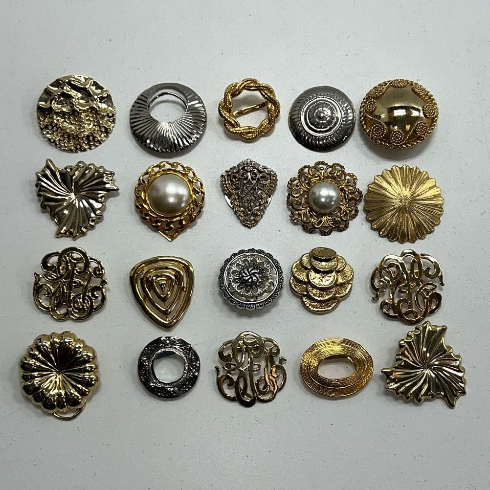 Lot Of Costume Silver And Gold Tone Vintage Style Scarf Accessories