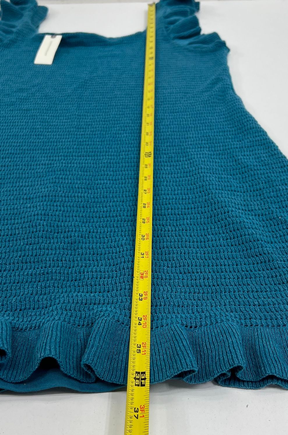 NWT Anthropologie Teal Knit Ruffle Sleeve Shift Dress Women's XL