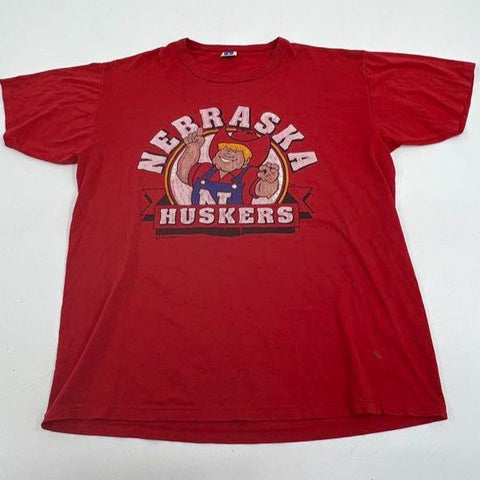 Vintage 90s Russell Athletic Red Nebraska Huskers Graphic T-Shirt Men's Size L