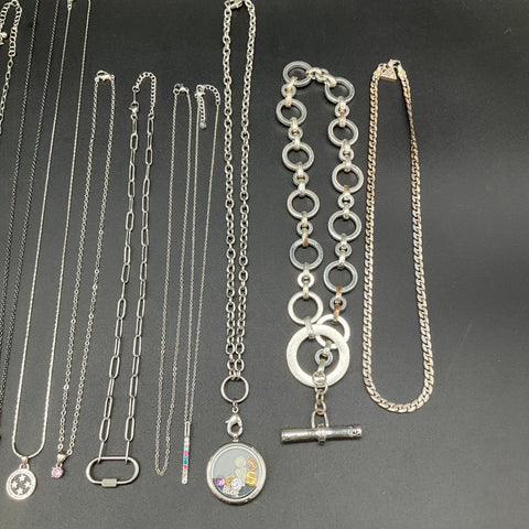 Guess Ralph Lauren Silver Tone Necklaces Jewelry Lot 15 Tree of Life Believe