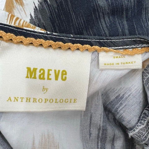 Maeve Ikat Dot Print Puff Sleeve Fit & Flare Organic Cotton Dress Sz S