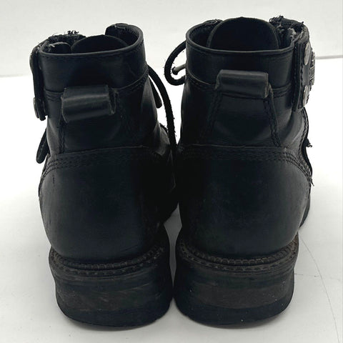 Harley-Davidson Black Leather Lace-Up Side Zip Motorcycle Boots Size 8