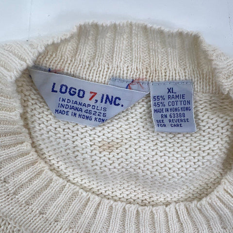 Vintage 1988 Super Bowl XXII Embroidered Knit Sweater Logo 7 Sz XL