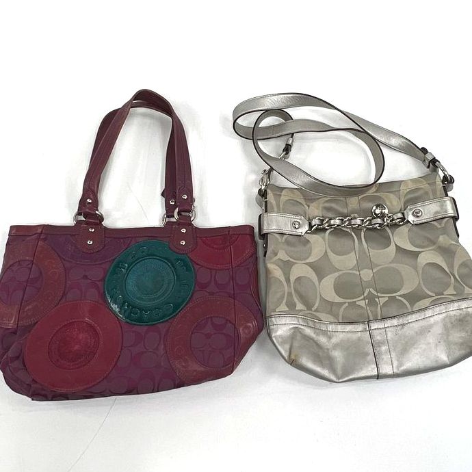 Coach Handbag Lot 2 Signature Patchwork Tote & Duffle Shoulder Bag Purse