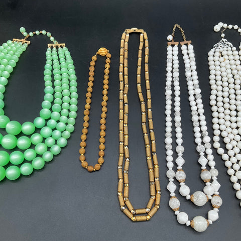 Vintage Trifari Costume Jewelry Lot of 7 Multi-Strand Beaded Necklaces