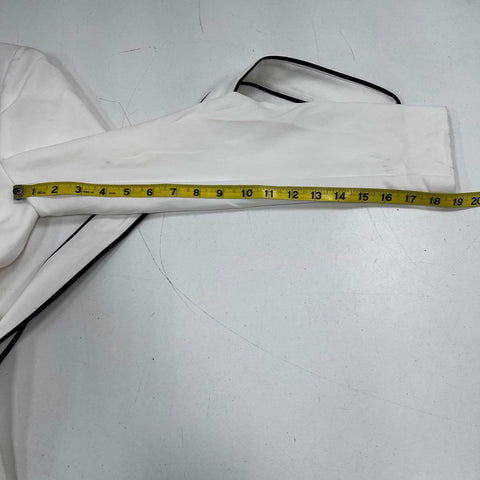 White House Black Market Women's Ecru Black Tie Waist Jacket Sz 12 NWT