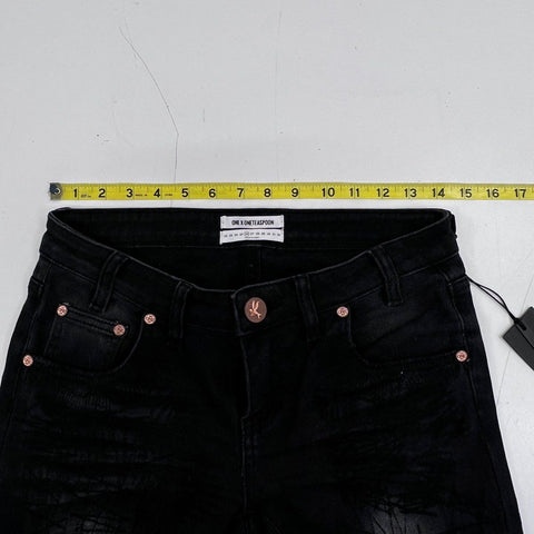 One Teaspoon Women's Freebirds II Black Distressed Fitted Leg Jeans Sz 26 NWT