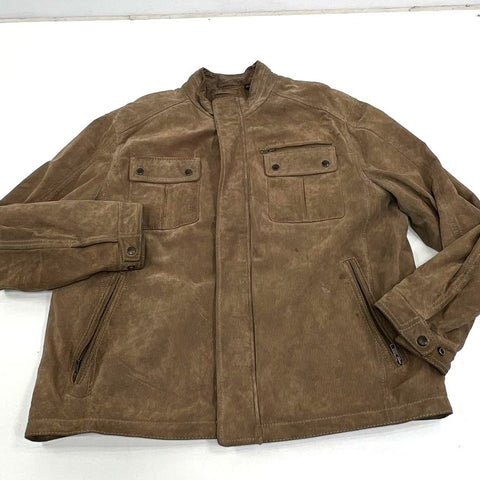 Roundtree & Yorke Brown Suede Leather Field Moto Jacket Men's Size L