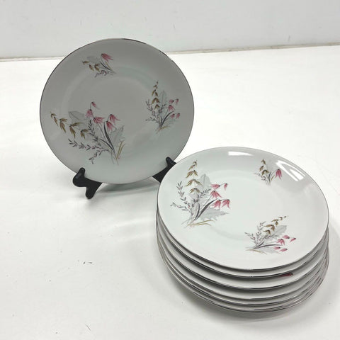 Vintage Royal Duchess Fine China Floral Plates Silver Rim Lot of 8 Bavaria