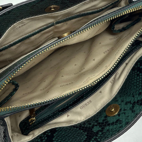 Guess Handbag Lot Green Snakeskin Satchel & Pink Quilted Tote Bag Lot of 2