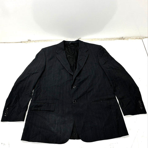 Vintage 90s Evan Picone Men's Black Pinstripe Suit Jacket Blazer Made in USA 46R
