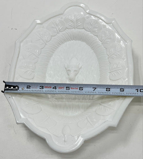 Milk Glass Decorative Wall Plate Hunting Dog Bird Leaf Border White 13 Inch