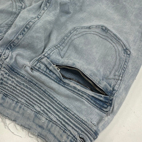 True Religion Men's Rocco Skinny Jeans Light Wash Biker Moto Distressed Size 33