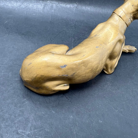 Vintage Cast Metal Whippet Greyhound Dog Figurine Statue 5.5" Brass Tone