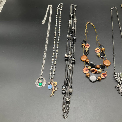 Costume Jewelry Lot of 8 Necklaces Statement Rhinestone Beaded Tassel