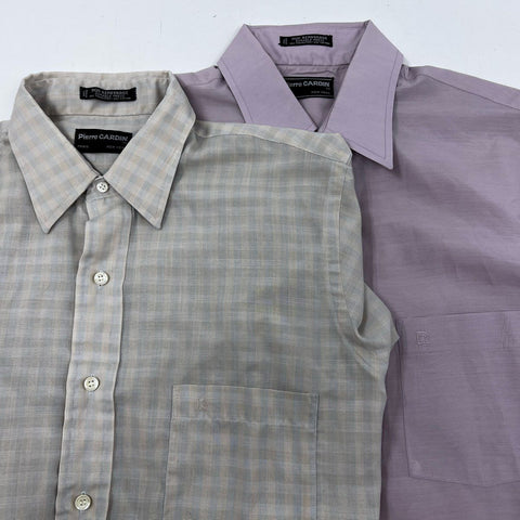 Vintage 90s Pierre Cardin Men's Lot of 2 Shirts Gray Mauve Sz 15.5 16