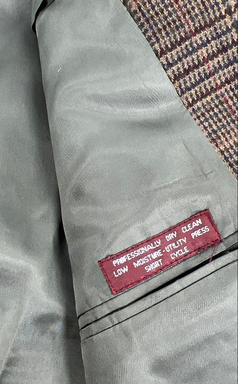 Vintage 80s Jos. A. Bank Mens Brown Glen Plaid Wool Blazer 42L ACTWU Union