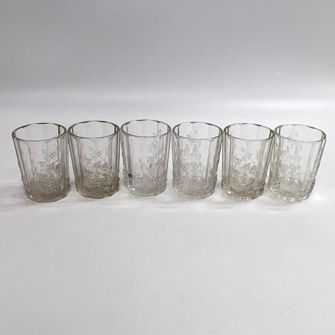 Paneled Grape Pattern 12 Piece Glass Set Pitcher Goblets Tumblers Vintage