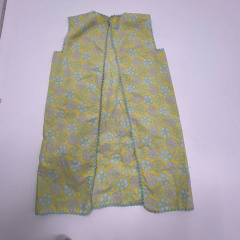 Vintage 60s 70s Handmade Cobbler Smock Apron Yellow Floral Cotton