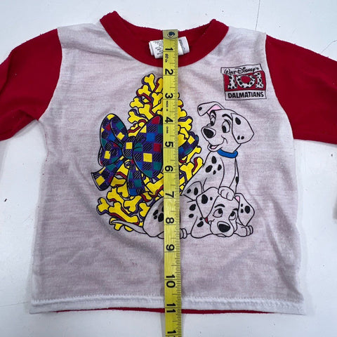 Vintage 90s Disney 101 Dalmatians Toddler Lot of 2 Graphic Striped Shirts Sz 2T