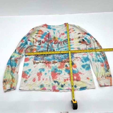 Jimmy Buffett Tour 2011-12 Tie Dye Long Sleeve Fins To The Left Shirt Sz M