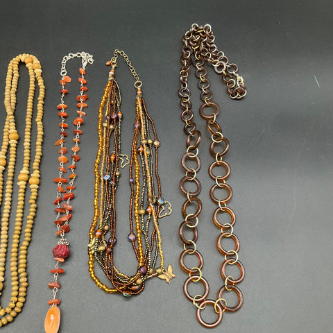 Lucky Brand & Boho Beaded Statement Jewelry Lot of 8 Necklaces Peace Heart