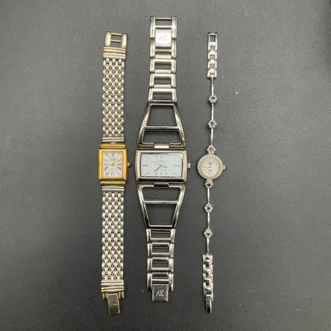 Vintage Anne Klein Watch Lot of 3 Swivel Band Rhinestone Accents As Is