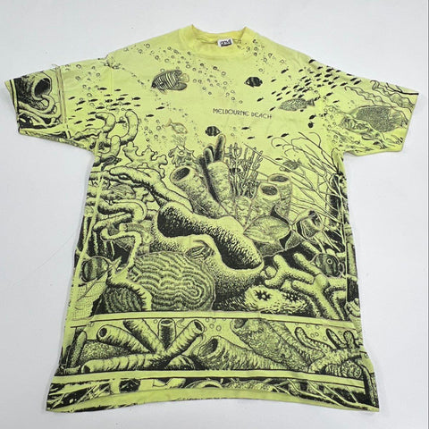 Vintage 90s Melbourne Beach Coral Reef AOP T-Shirt Anvil Single Stitch OSFA