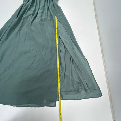 NWT Birdy Grey Grace Chiffon Slit Bridesmaid Dress Sea Glass Strapless Gown Sz