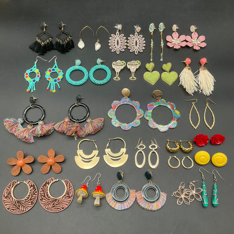 Statement Boho Beaded Fashion Earring Lot of 25+ Pairs Vintage to Modern Styles