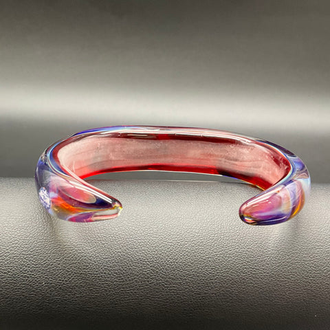 Kevin O'Grady Aurora Borealis Art Glass Bangle Cuff Bracelet Signed