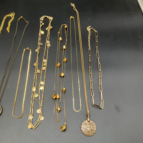 Vintage Gold Tone Pendant Tassel Necklace Lot of 12