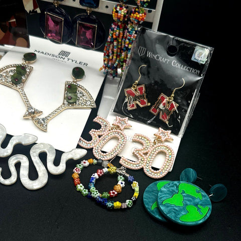 Novelty Statement Fashion Earring Lot 17 Pairs Van Gogh Strawberry Martini Glass