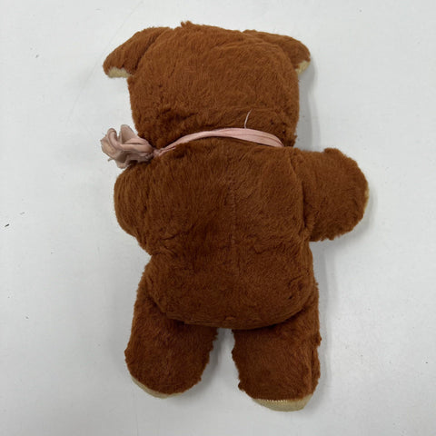 Vintage 50s 60s Rubber Face Teddy Bear Plush Brown Mid Century Kitsch Toy Doll