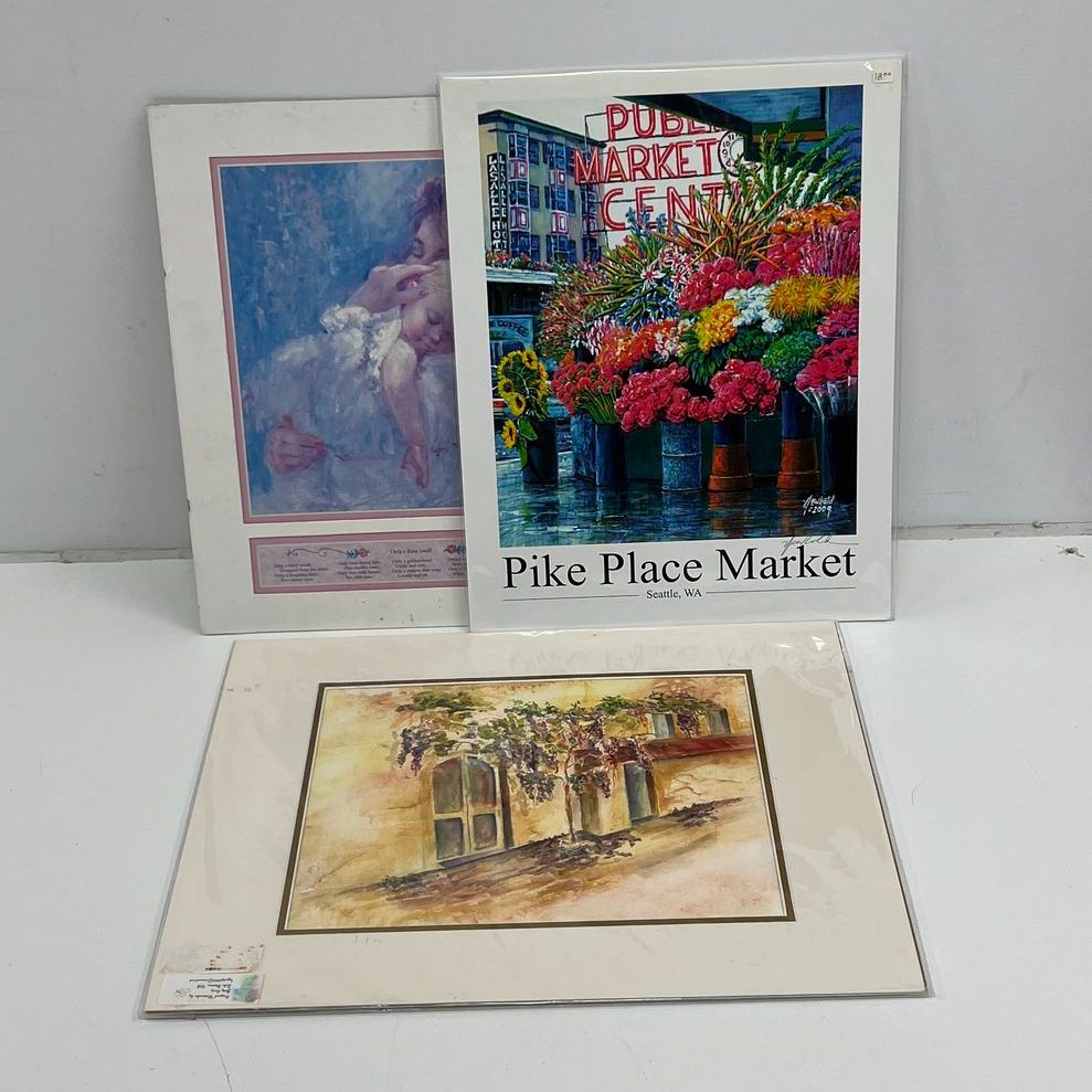 Art Print Lot 3 Original Watercolor J Fritz & Signed Prints E Newbold R Blair