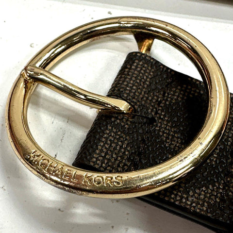 Michael Kors Women's Monogram Belts Lot 2 Black Brown Gold Silver Sz M L NWT