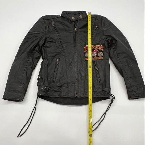 Vintage Harley-Davidson Kids Leather Biker Jacket Eagle Patch Sz XS