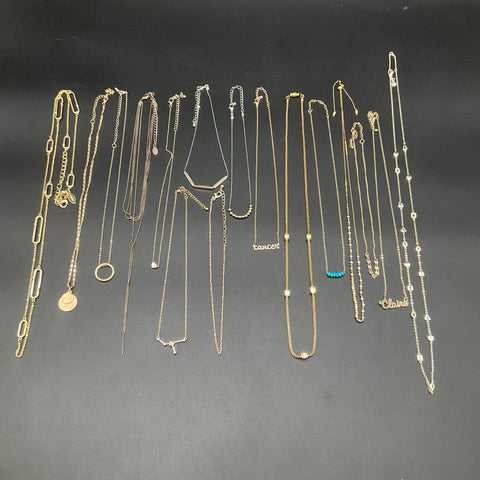 Chico's Stella & Dot Fashion Jewelry Lot of 16 Gold & Silver Tone Necklaces