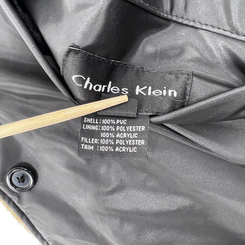 Vintage 90s Charles Klein Brown Faux Fur Collared Button Front Coat Sz L