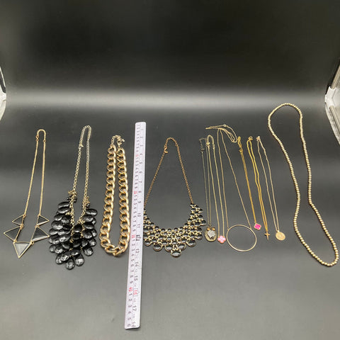 Vintage to Modern Costume Jewelry Lot 1.16 lbs Necklaces Statement Gold Tone