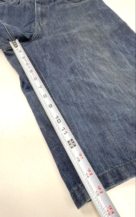Vintage Y2K South Pole Premium Men's Denim Jorts Blue Embroidered Baggy Sz 38